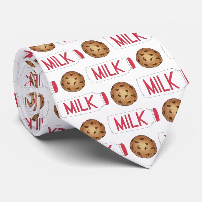 Milk Jug Chocolate Chip Cookies Snack Food Foodie Tie (Rolled)