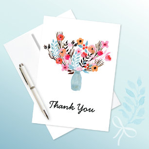 Milk Jug Vase of Flowers Thank You Card