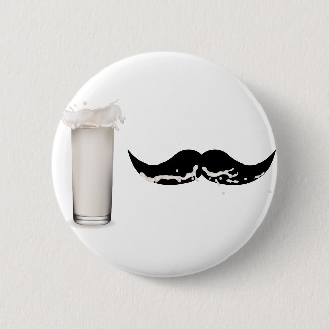 Milk Moustache 6 Cm Round Badge (Front)