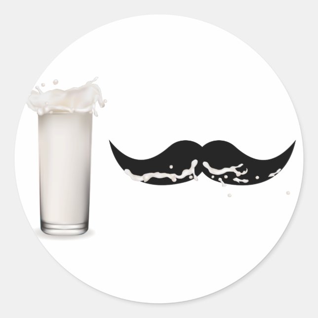 Milk Moustache Classic Round Sticker (Front)