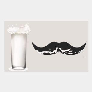 Milk Moustache Creme Rectangular Sticker