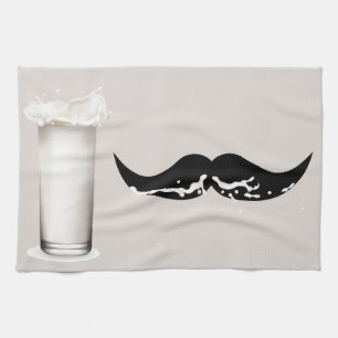 Milk Moustache Creme Tea Towel