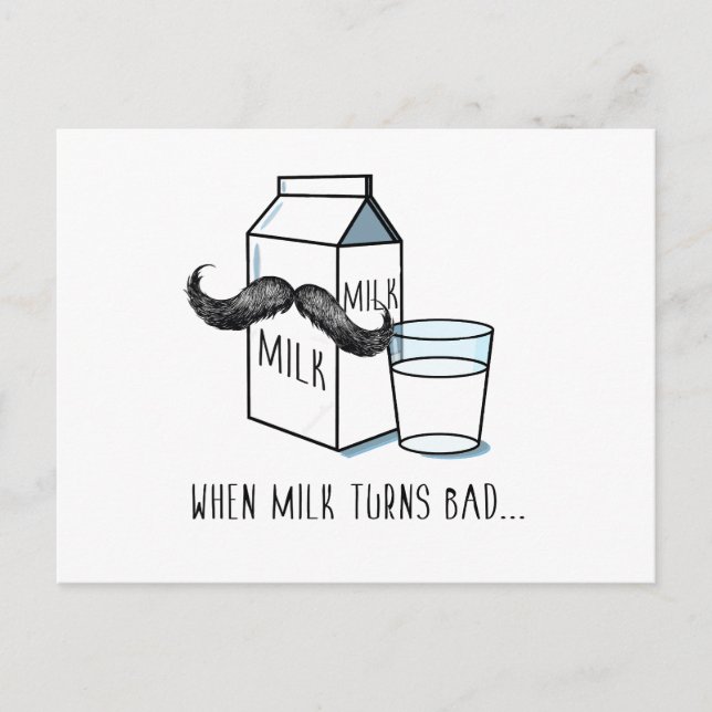 Milk & Moustache Funny Postcard (Front)