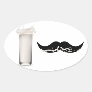 Milk Moustache Oval Sticker