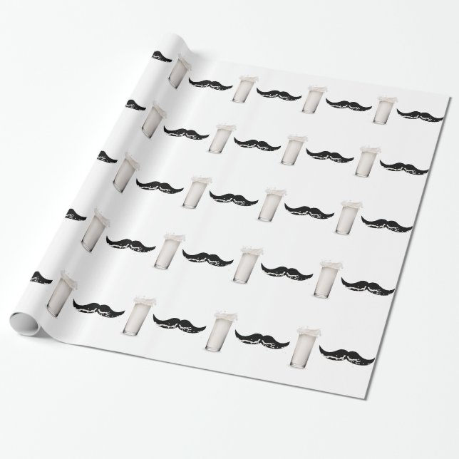Milk Moustache Wrapping Paper (Unrolled)