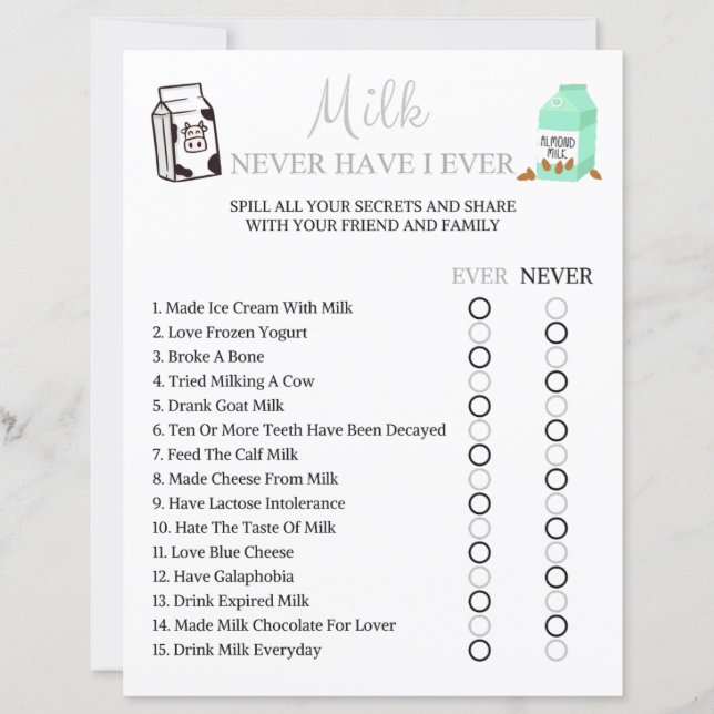Milk Never Have I Ever Game (Front)