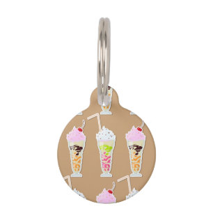 Milk Shake Fun Design on Tan Pet Tag