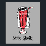 Milk Sheik Poster<br><div class="desc">"Milk Sheik" milkshake graphic designed by bCreative shows a tall glass milkshake wearing a ghutrah to keep cool! This makes a great gift for family, friends, or a treat for yourself! This funny graphic is a great addition to anyone's style. bCreative is a leading creator and licensor of original, trendy...</div>