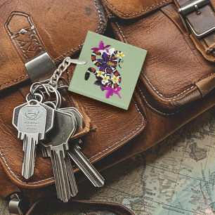 Milk Snake Exotic Floral Green Key Ring