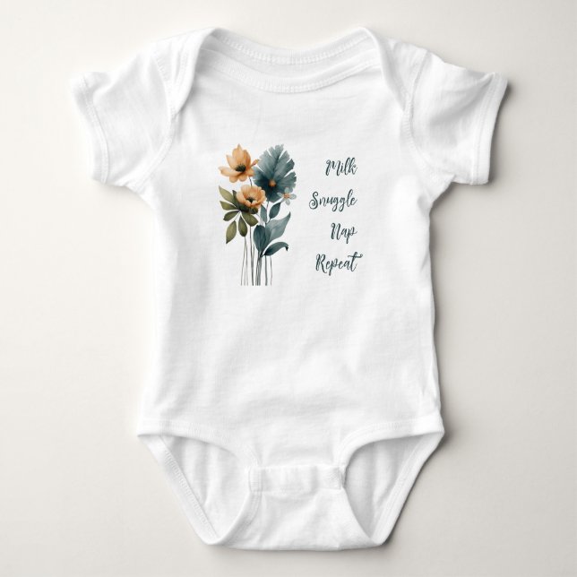 Milk Snuggle Nap Repeat Baby Bodysuit (Front)