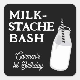 Milk Stache Bash Cookie First Birthday Square Sticker