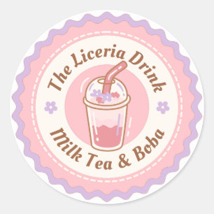 Milk Tea and Boba Drinks Business Classic Round Sticker