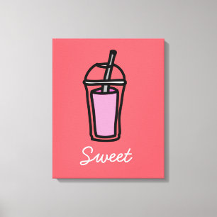 Milk Tea pink bubble tea Canvas Print