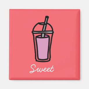 Milk tea pink bubble tea magnet