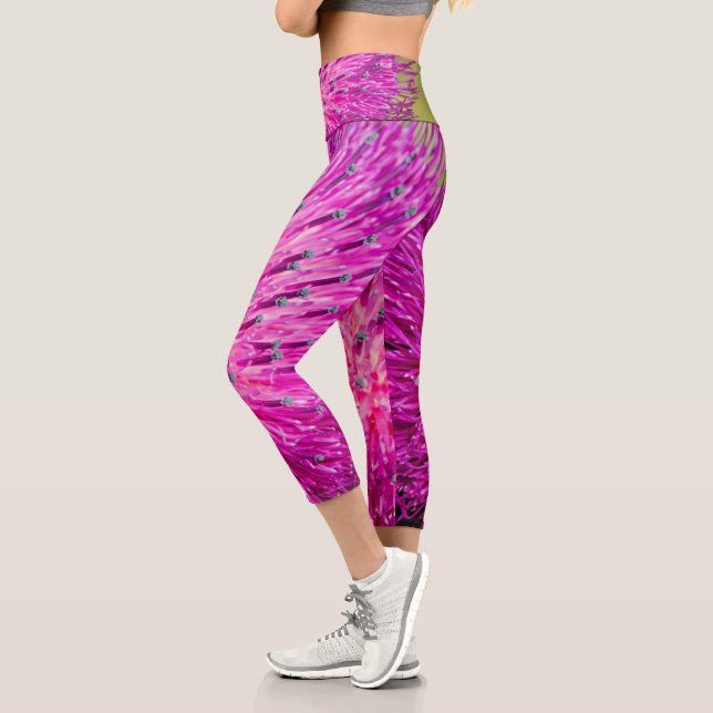 Milk thistle closeup capri leggings (Left)