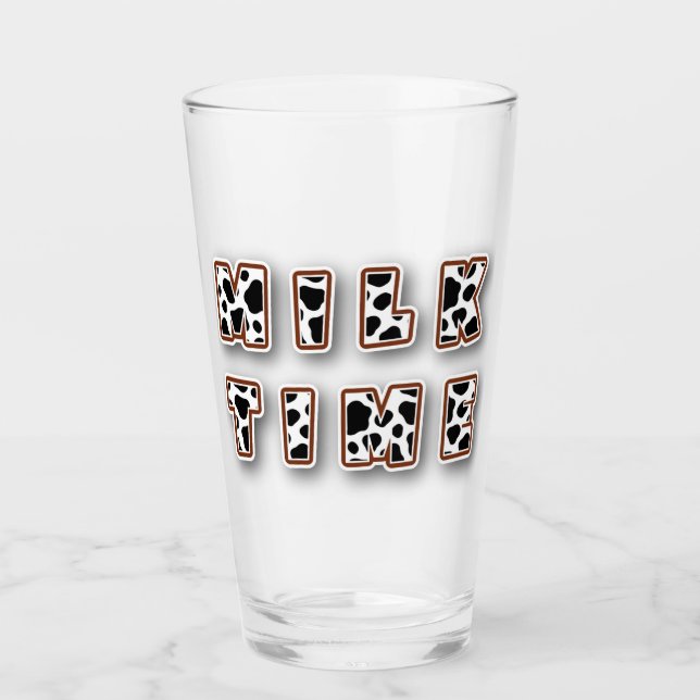 🐄 Milk Time Glow 🥛 Cute Cow Pattern Drinking Glass (Front)