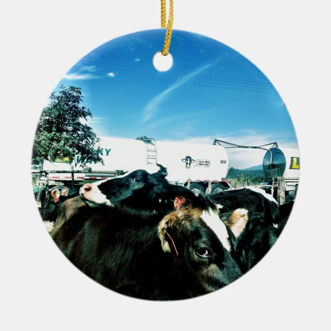 milk truck ceramic tree decoration (Front)