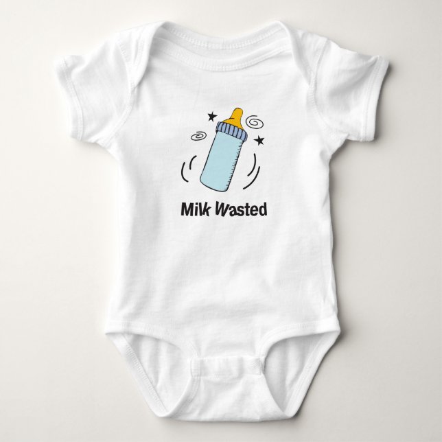 Milk Wasted with baby bottle image Bodysuit (Front)