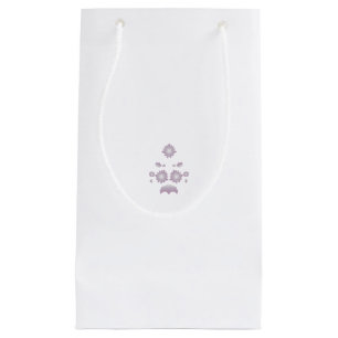 Milk White Classic Rose decorative design Small Gift Bag