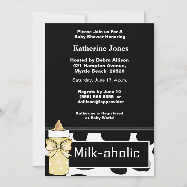 Milkaholic Baby Neutral Shower Invitation (Front)