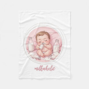 Milkaholic Baby Print Cute Nursery Funny Art Fleece Blanket
