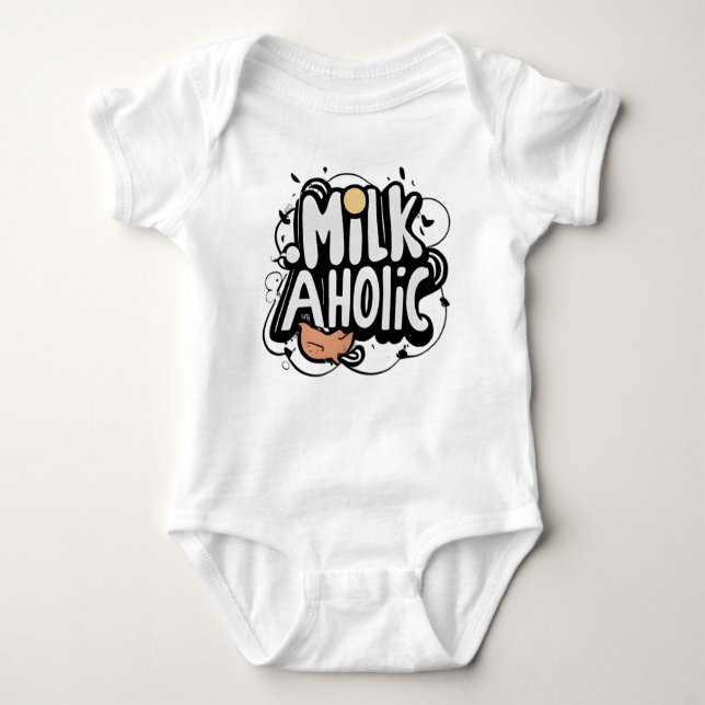 Milkaholic Funny Baby Bodysuit (Front)