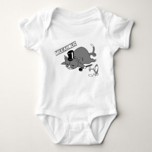 Milkaholic Funny Cat Pun Cartoon Baby Bodysuit
