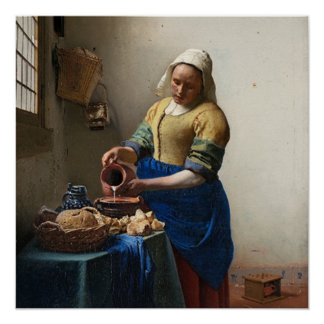Milkmaid by Johannes Vermeer Glossy Poster (Front)