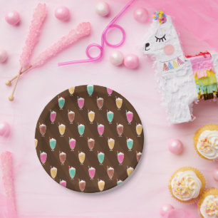 Milkshake Pattern Chocolate Brown Paper Plate