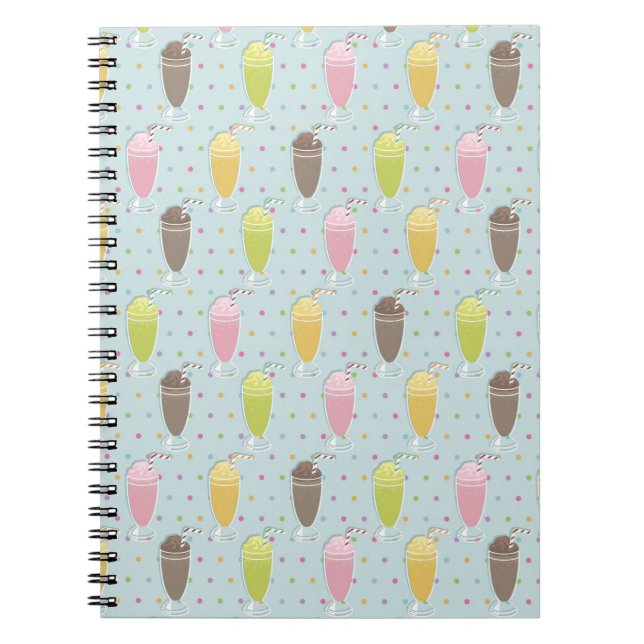 Milkshake Pattern Spiral Notebook (Front)