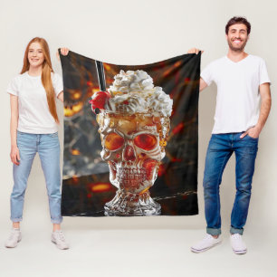 Milkshake skull cup fleece blanket