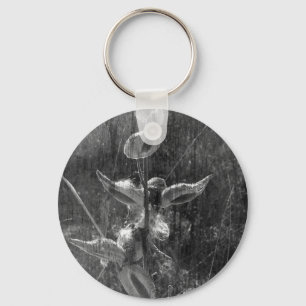 Milkweed Black and White Grunge Key Ring