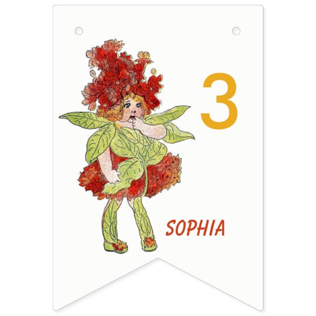 Milkweed Cute Flower Child Floral Funny Girl Bunting (First Flag)