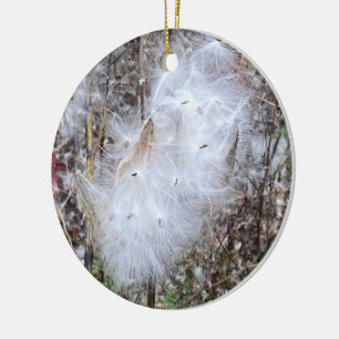 Milkweed Seeds and Silk Ceramic Tree Decoration