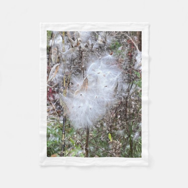 Milkweed Seeds and Silk Fleece Blanket (Front)
