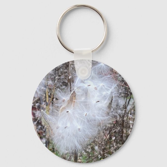 Milkweed Seeds and Silk Key Ring (Front)