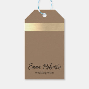 Milky Coffee Brown Gold Foil Rustic Faux Gift Tags