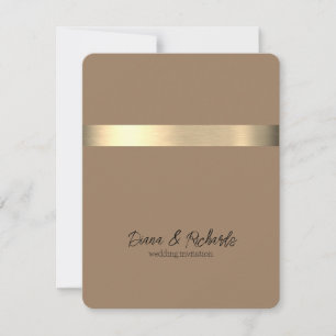 Milky Coffee Brown Gold Foil Wedding Invitation