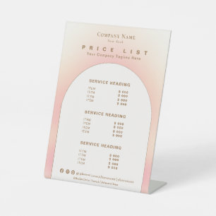 Milky Soft Pink Ombre Neutral Gradient Price List Pedestal Sign