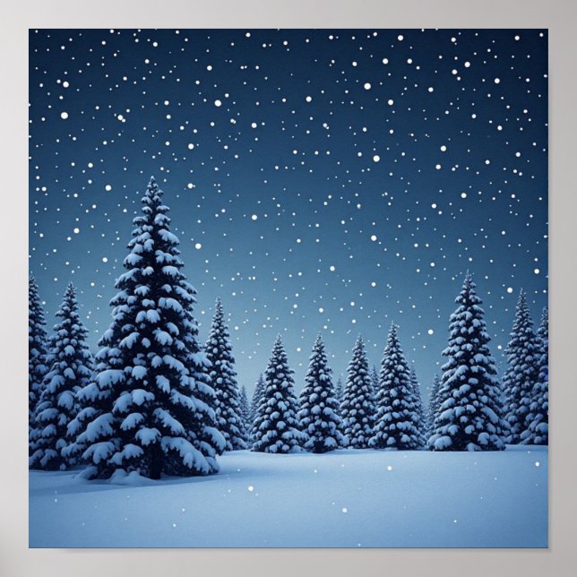 Milky Way Above Snowy Peaks Poster (Front)