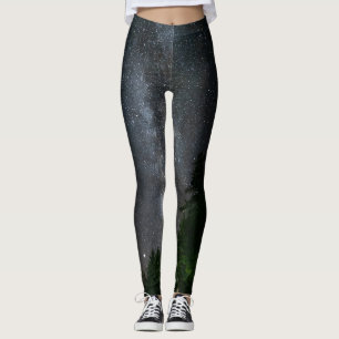 Milky way above spruce forest leggings