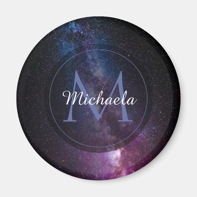 Milky way bright colors personalizable monogram magnet (Front)