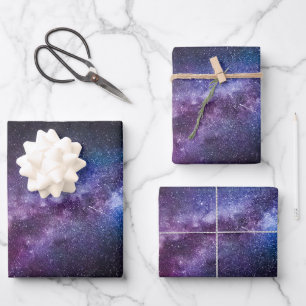 Milky way bright colors wrapping paper sheet