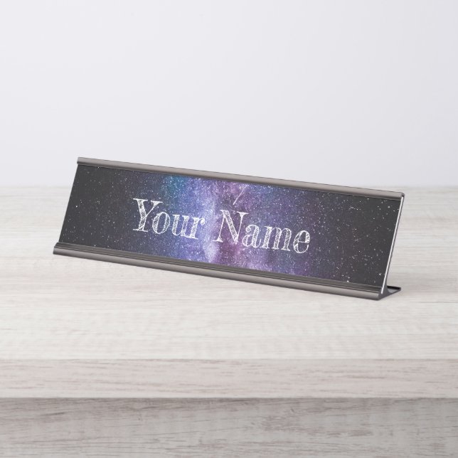Milky way bright colours desk name plate (Front)