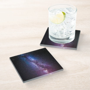 Milky way bright colours glass coaster