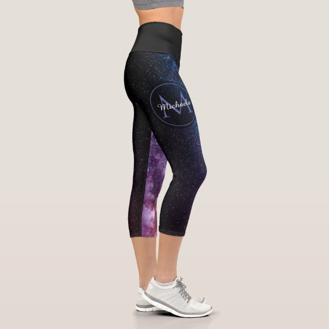 Milky way bright colours personalizable monogram capri leggings (Right)