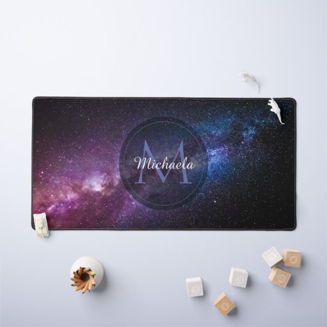 Milky way bright colours personalizable monogram desk mat (Kids Table)