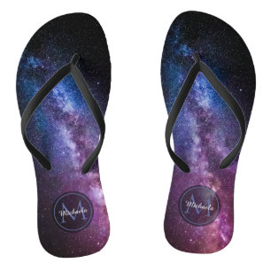 Milky way bright colours personalizable monogram jandals