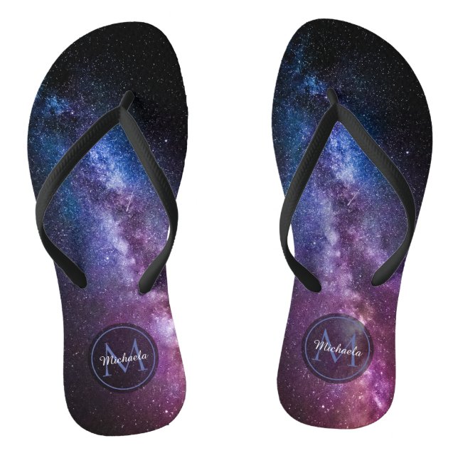 Milky way bright colours personalizable monogram jandals (Footbed)
