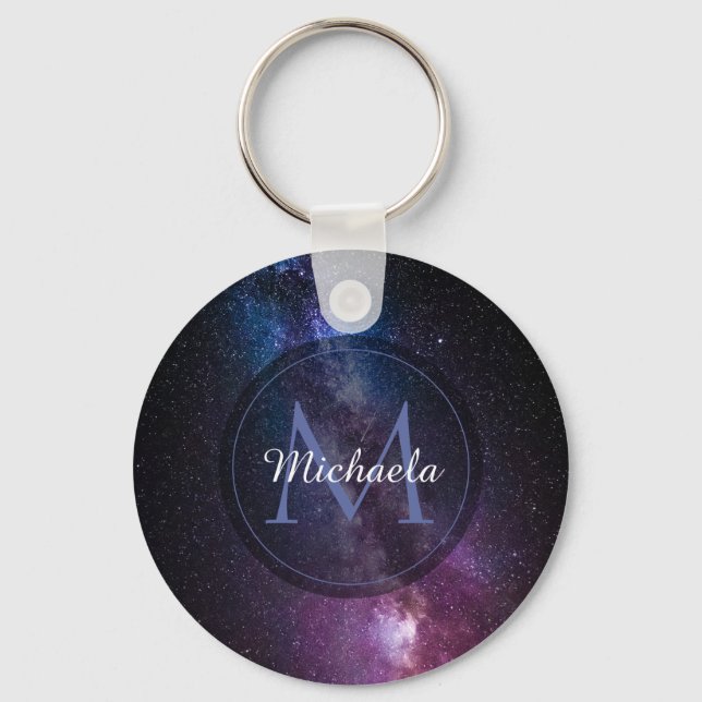 Milky way bright colours personalizable monogram key ring (Front)